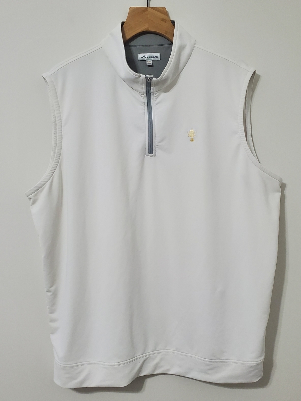 Peter Millar Galway Performance Quarter Zip Golf Vest White Mens XXL